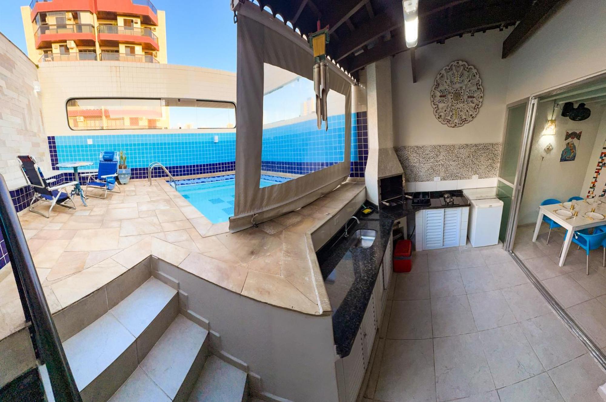 Cobertura 51 De 3 Quartos Com Piscina E Churrasqueira Privativa Guarujá Kültér fotó